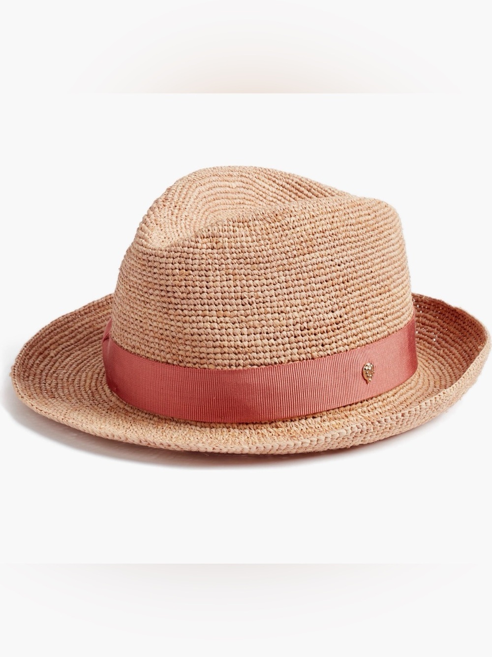 Helen Kaminski Natural Straw Fedora with Rose Pink Band